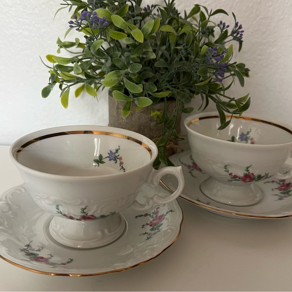 4 Vintage Royal Kent Collection-Poland Tea Cup and Saucer Plates China Floral - Picture 6 of 8